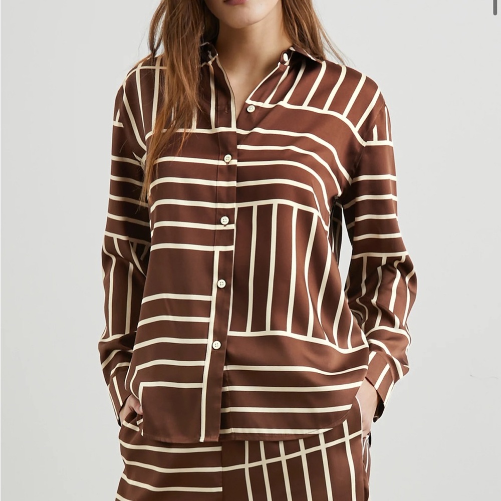 Rails Elias Shirt in Brown Line Art